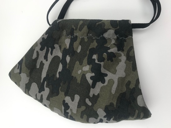 Camouflage With White On Grey Polka Dot Reverse  - Reversible Limited Edition Face Mask image 2